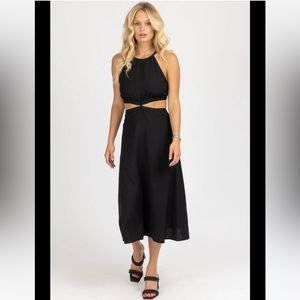 Crescent BLACK HALTERNECK TWO PIECE MIDI DRESS from L’abeye; new with tags